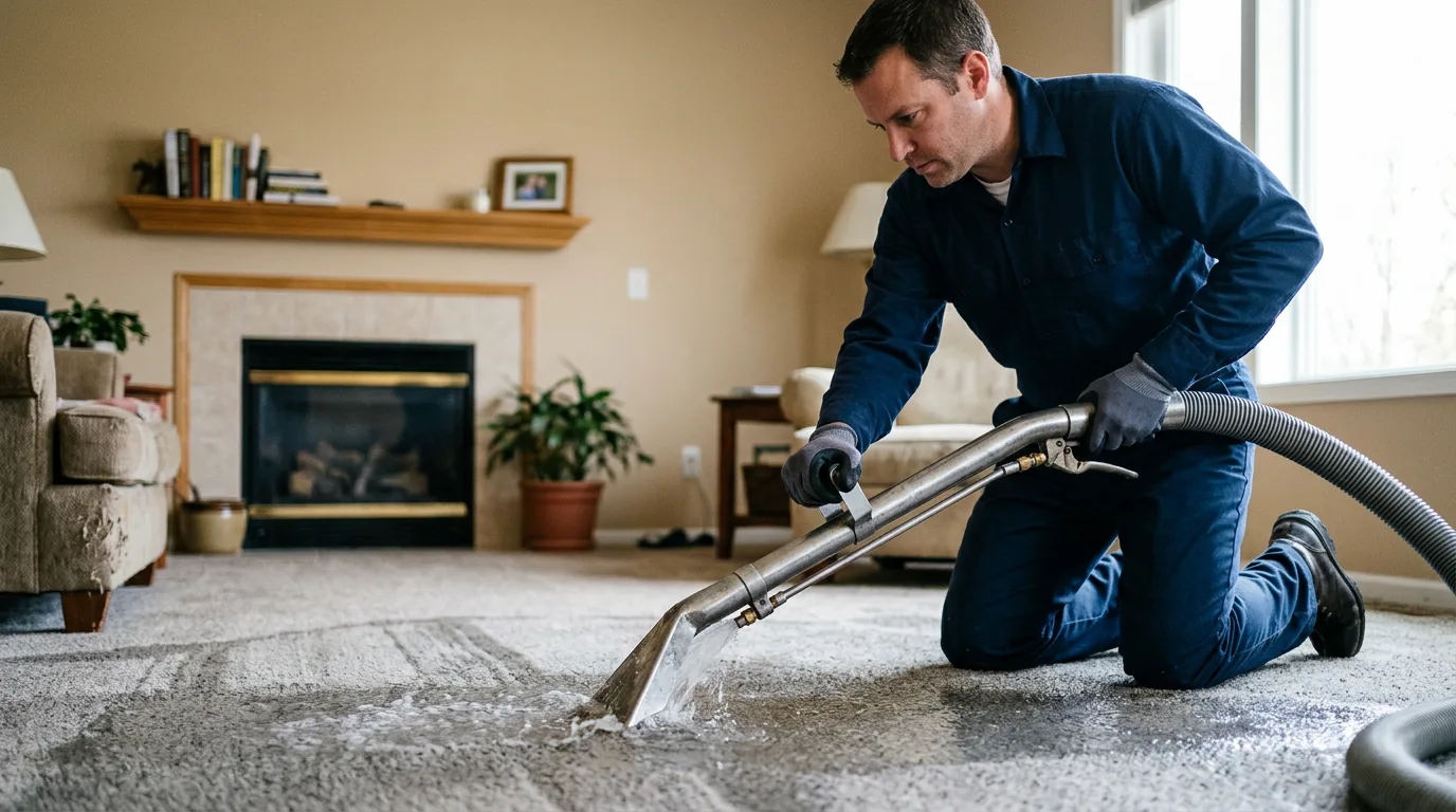 Water damage restoration technician working near Atlantic, PA